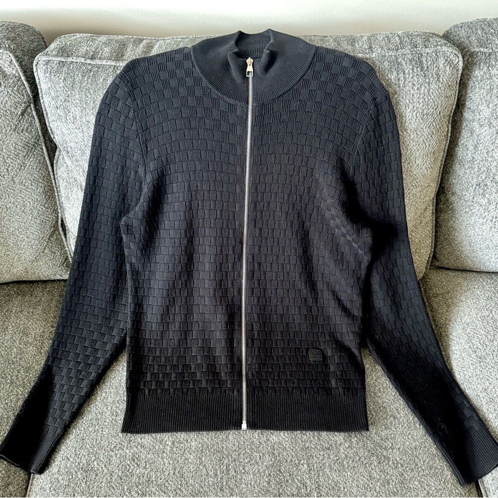 Louis Vuitton Black Checkered Men’s Zip-Up Sweater